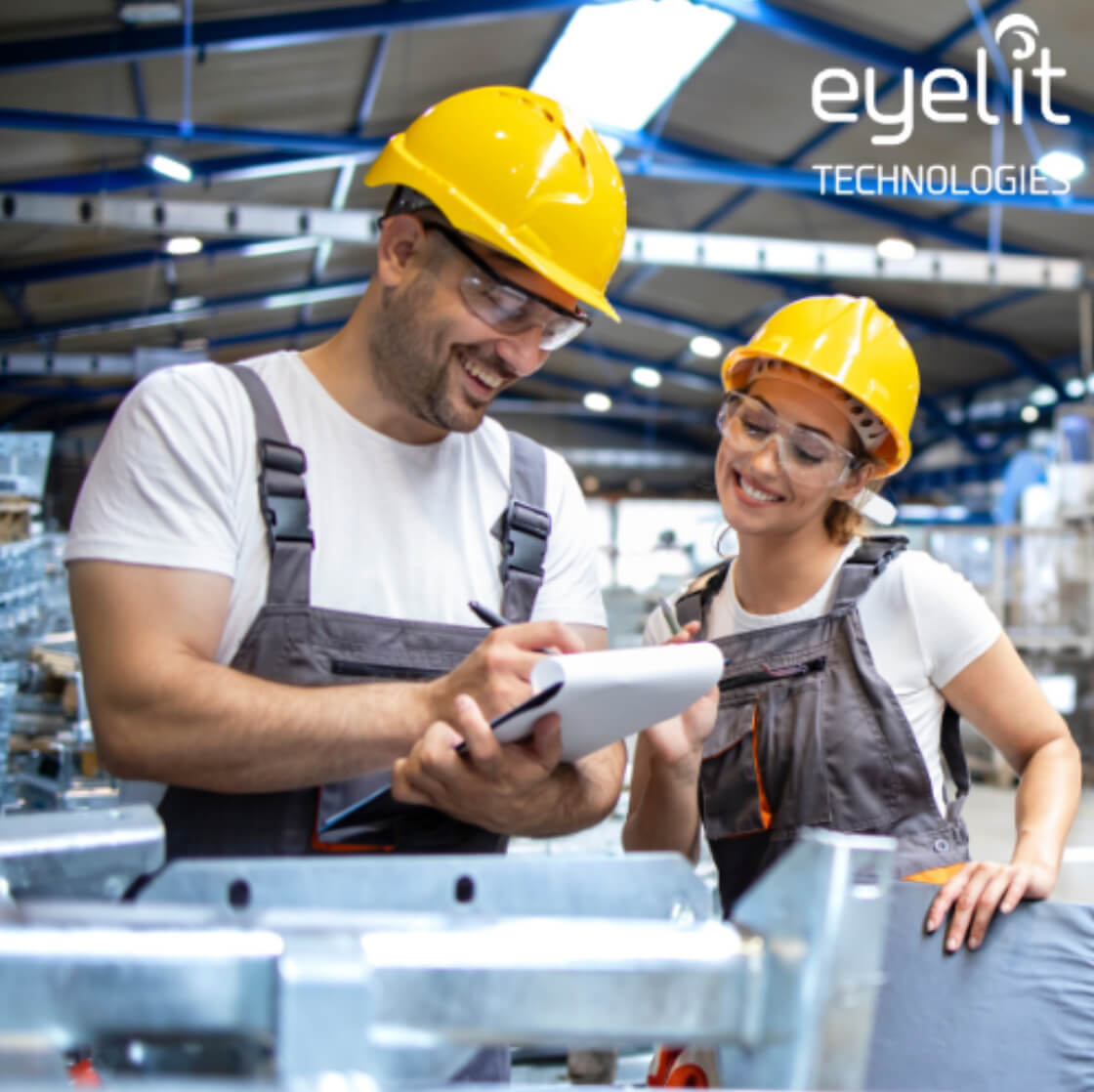 happy workers in factory